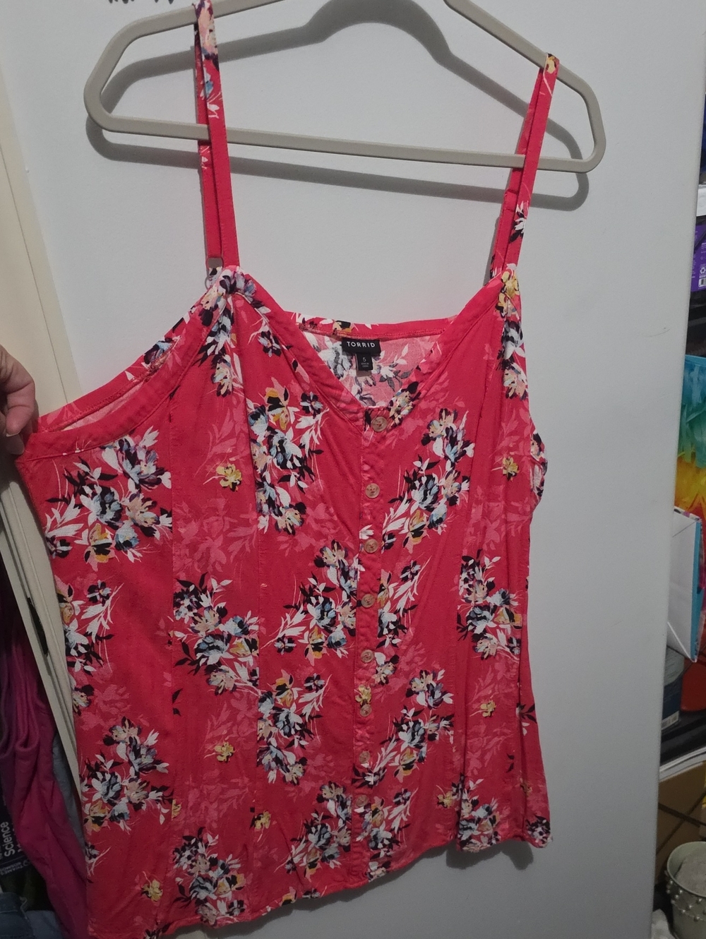 torrid Coral Floral Button-Front Camisole